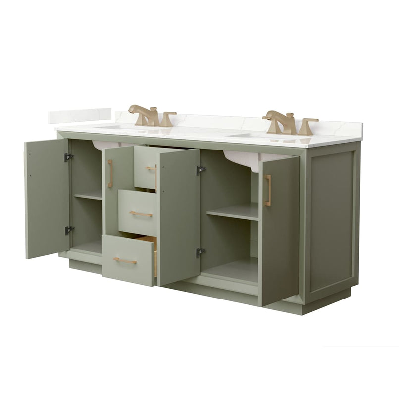 Strada 72" Free Standing Double Basin Vanity Set with Cabinet and Quartz Vanity Top - image 20