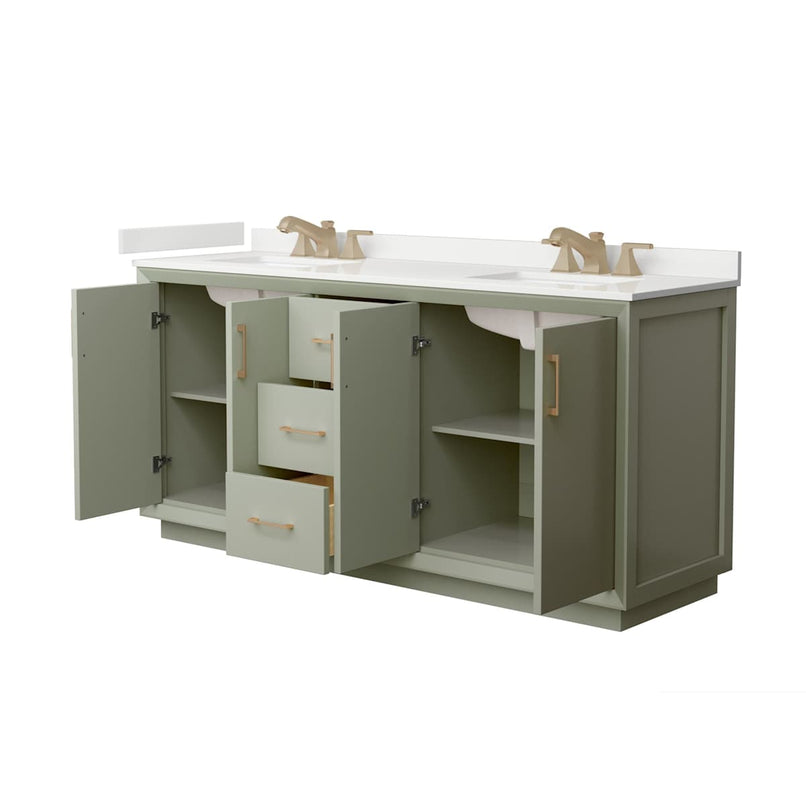 Strada 72" Free Standing Double Basin Vanity Set with Cabinet and Quartz Vanity Top - image 21