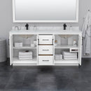 Strada 72" Free Standing Double Basin Vanity Set with Cabinet, Cultured Marble Vanity Top, and Framed Mirror - image 3