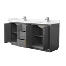 Strada 72" Free Standing Double Basin Vanity Set with Cabinet and Cultured Marble Vanity Top - image 2