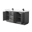 Strada 72" Free Standing Double Basin Vanity Set with Cabinet and Cultured Marble Vanity Top - image 8