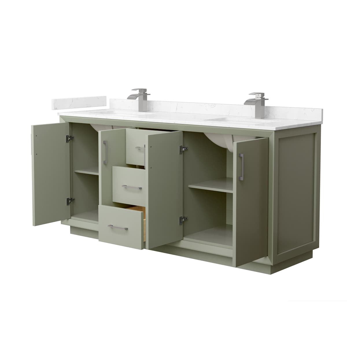 Strada 72" Free Standing Double Basin Vanity Set with Cabinet and Cultured Marble Vanity Top