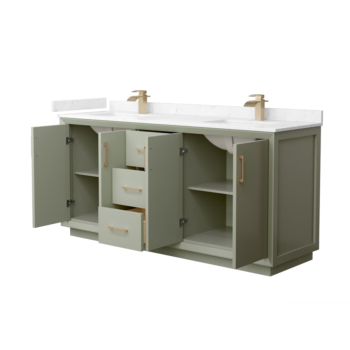 Strada 72" Free Standing Double Basin Vanity Set with Cabinet and Cultured Marble Vanity Top - image 13