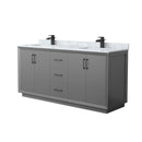 Strada 72" Free Standing Double Basin Vanity Set with Cabinet and Marble Vanity Top - image 1