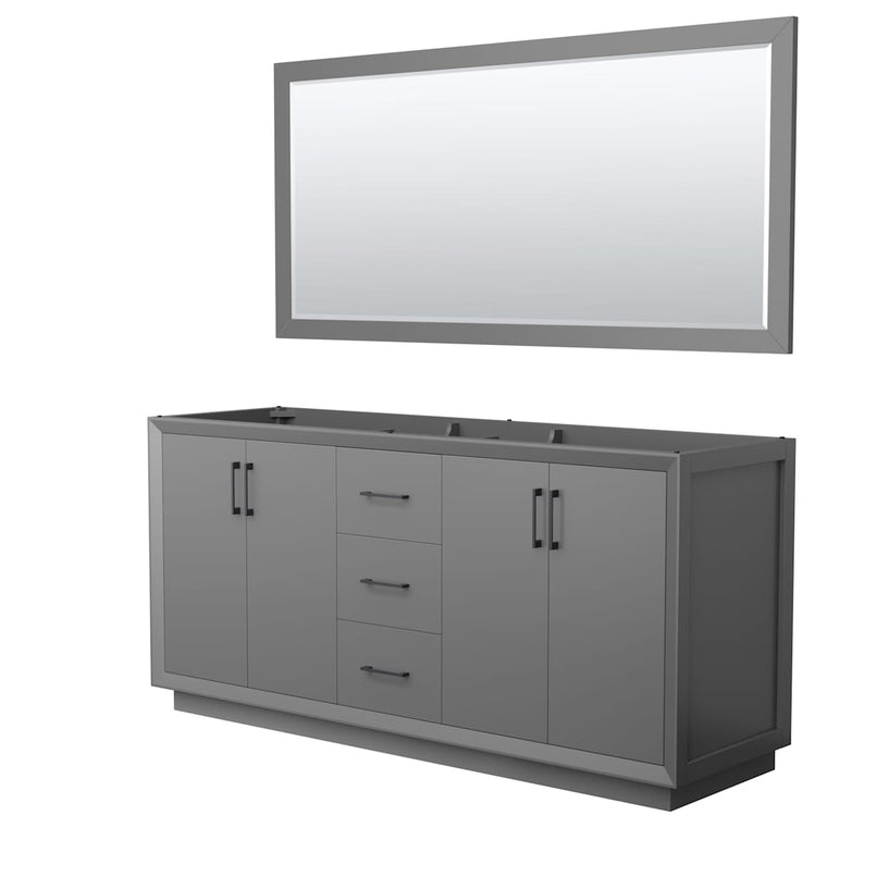 Strada 71" Double Free Standing Vanity Cabinet - Less Vanity Top - image 1