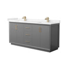 Strada 72" Free Standing Double Basin Vanity Set with Cabinet and Cultured Marble Vanity Top - image 1