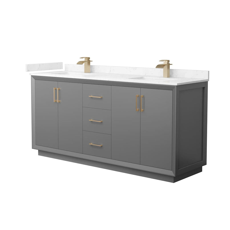 Strada 72" Free Standing Double Basin Vanity Set with Cabinet and Cultured Marble Vanity Top - image 1