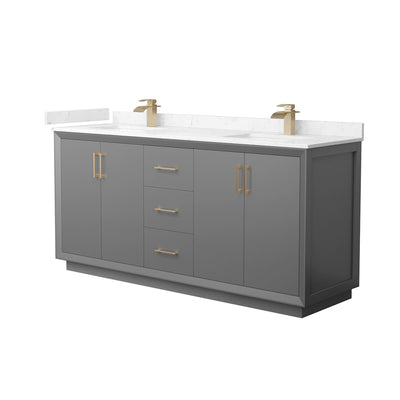 Strada 72" Free Standing Double Basin Vanity Set with Cabinet and Cultured Marble Vanity Top - image 1