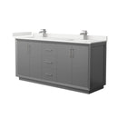 Strada 72" Free Standing Double Basin Vanity Set with Cabinet and Quartz Vanity Top - image 1