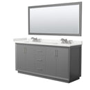 Strada 72" Free Standing Double Basin Vanity Set with Cabinet, Quartz Vanity Top, and Framed Mirror - image 1