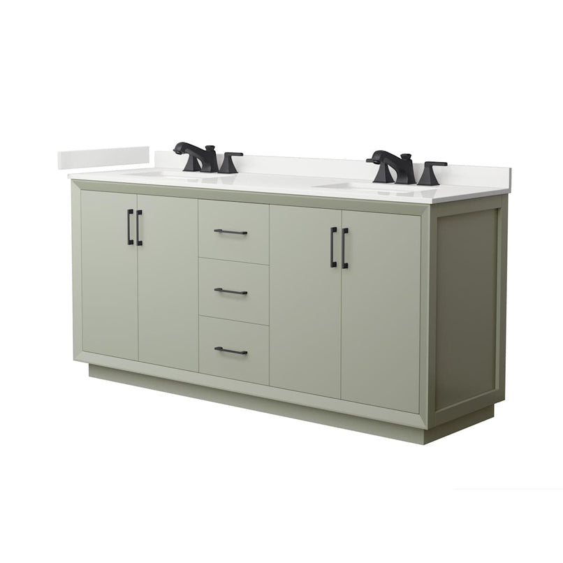 Strada 72" Free Standing Double Basin Vanity Set with Cabinet and Quartz Vanity Top - image 1