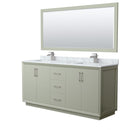 Strada 72" Free Standing Double Basin Vanity Set with Cabinet, Marble Vanity Top, and Framed Mirror - image 1