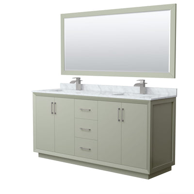 Strada 72" Free Standing Double Basin Vanity Set with Cabinet, Marble Vanity Top, and Framed Mirror - image 1