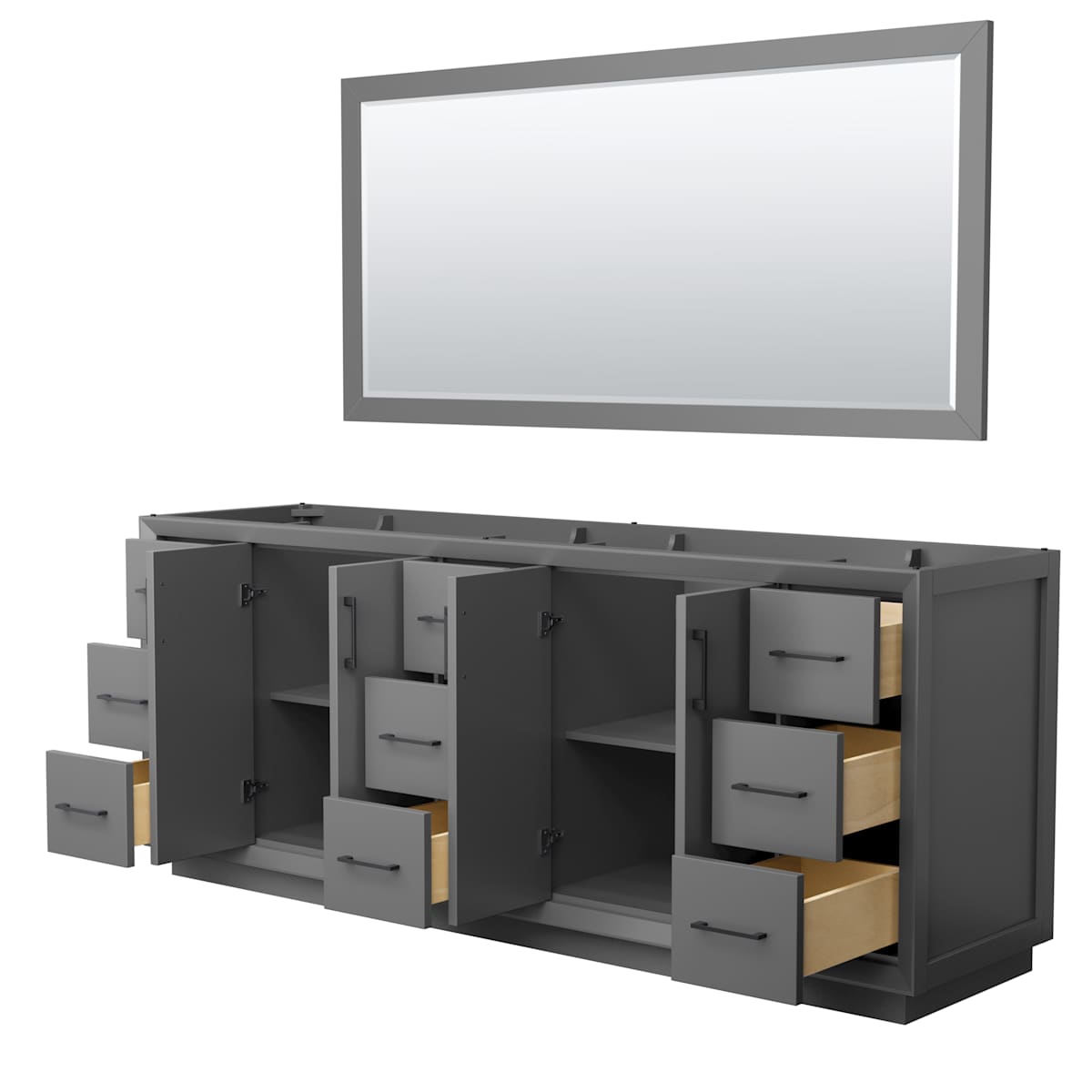Strada 83" Double Free Standing Vanity Cabinet - Less Vanity Top - image 7