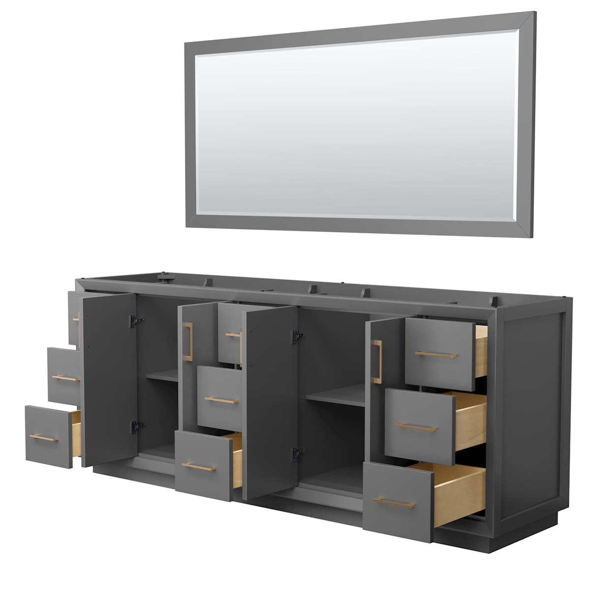 Strada 83" Double Free Standing Vanity Cabinet - Less Vanity Top