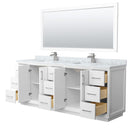 Strada 84" Free Standing Double Basin Vanity Set with Cabinet, Marble Vanity Top, and Framed Mirror - image 14