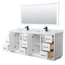 Strada 84" Free Standing Double Basin Vanity Set with Cabinet, Marble Vanity Top, and Framed Mirror - image 16