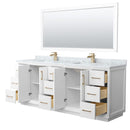Strada 84" Free Standing Double Basin Vanity Set with Cabinet, Marble Vanity Top, and Framed Mirror - image 17