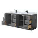 Strada 84" Free Standing Double Basin Vanity Set with Cabinet and Marble Vanity Top - image 7