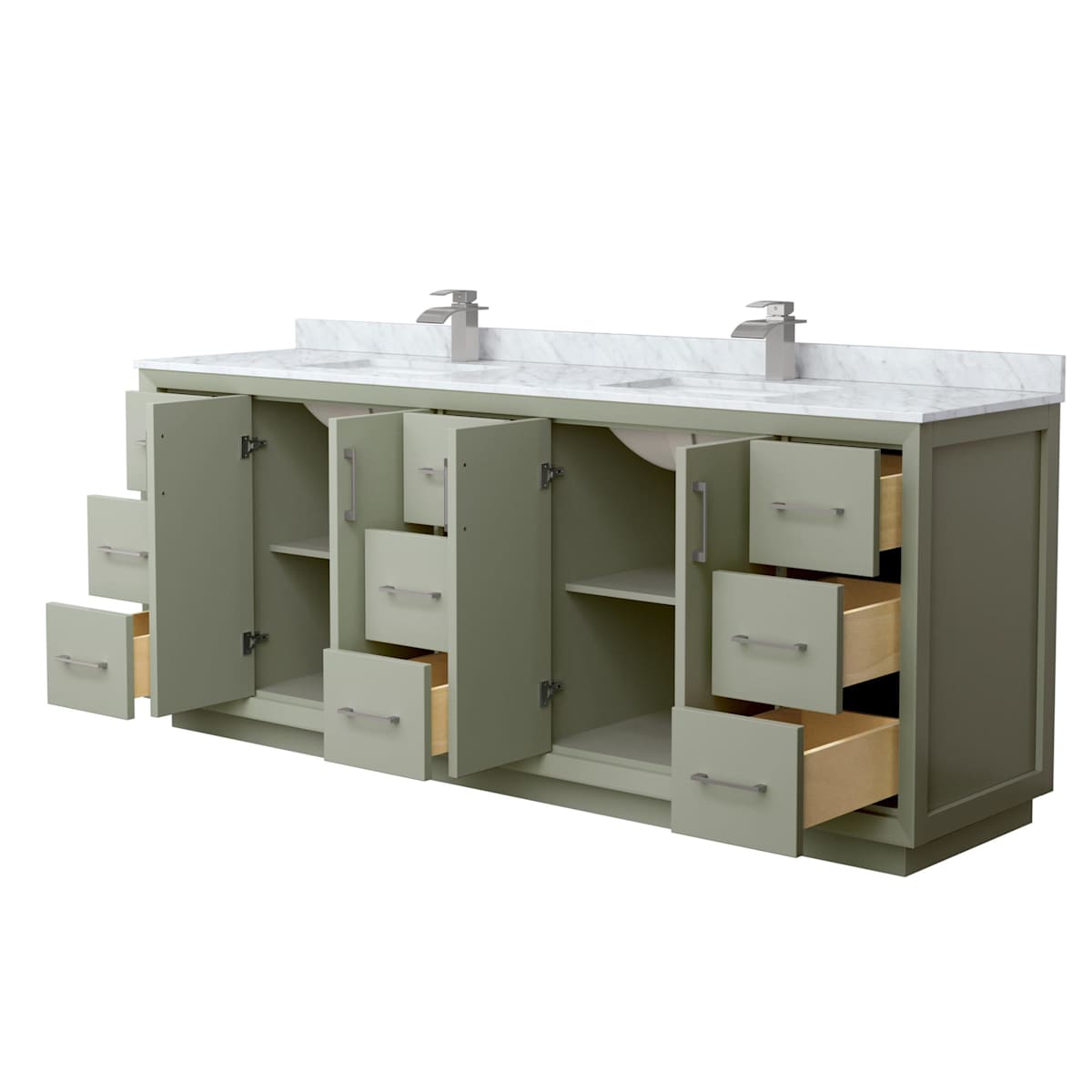 Strada 84" Free Standing Double Basin Vanity Set with Cabinet and Marble Vanity Top