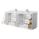 Strada 84" Free Standing Double Basin Vanity Set with Cabinet and Marble Vanity Top - image 14