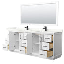 Strada 84" Free Standing Double Basin Vanity Set with Cabinet, Quartz Vanity Top, and Framed Mirror - image 10