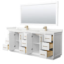 Strada 84" Free Standing Double Basin Vanity Set with Cabinet, Quartz Vanity Top, and Framed Mirror - image 11