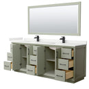 Strada 84" Free Standing Double Basin Vanity Set with Cabinet, Quartz Vanity Top, and Framed Mirror - image 19