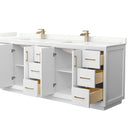 Strada 84" Free Standing Double Basin Vanity Set with Cabinet and Quartz Vanity Top - image 10