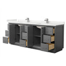 Strada 84" Free Standing Double Basin Vanity Set with Cabinet and Quartz Vanity Top - image 13