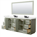 Strada 84" Free Standing Double Basin Vanity Set with Cabinet, Quartz Vanity Top, and Framed Mirror - image 19