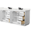 Strada 84" Free Standing Double Basin Vanity Set with Cabinet and Quartz Vanity Top - image 10