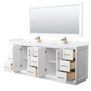 Strada 84" Free Standing Double Basin Vanity Set with Cabinet, Cultured Marble Vanity Top, and Framed Mirror - image 18