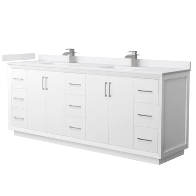 Strada 84" Free Standing Double Basin Vanity Set with Cabinet and Cultured Marble Vanity Top - image 1