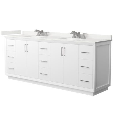 Strada 84" Free Standing Double Basin Vanity Set with Cabinet and Quartz Vanity Top - image 1