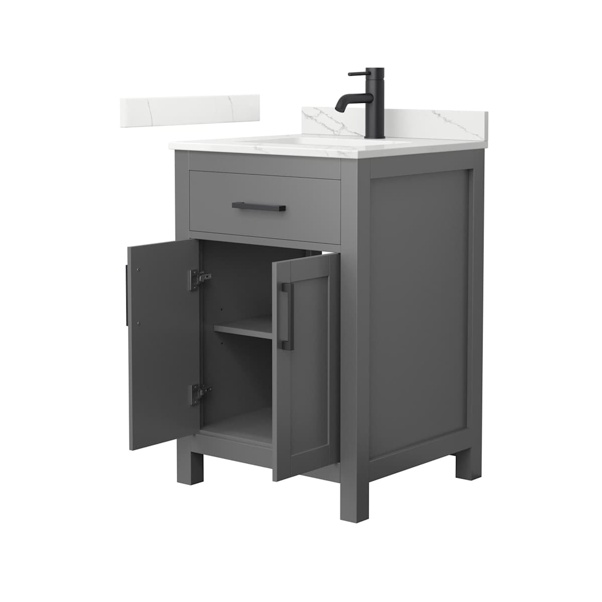 Beckett 24" Free Standing Single Basin Vanity Set with Cabinet and Quartz Vanity Top