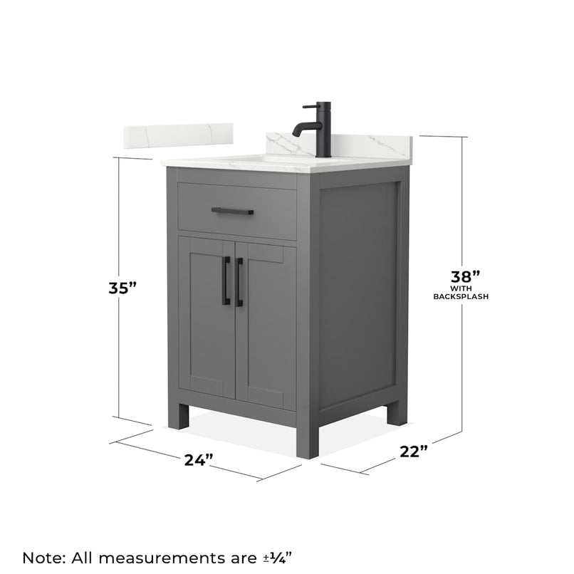 Beckett 24" Free Standing Single Basin Vanity Set with Cabinet and Quartz Vanity Top - image 4