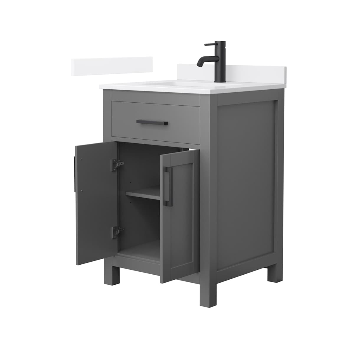 Beckett 24" Free Standing Single Basin Vanity Set with Cabinet and Quartz Vanity Top