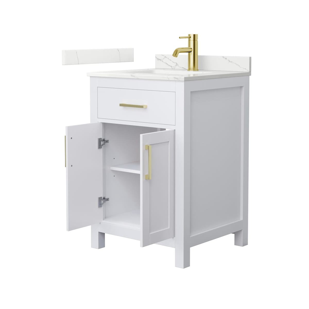 Beckett 24" Free Standing Single Basin Vanity Set with Cabinet and Quartz Vanity Top
