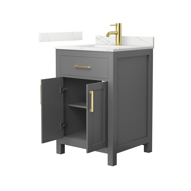 Beckett 24" Free Standing Single Basin Vanity Set with Cabinet and Quartz Vanity Top - image 17