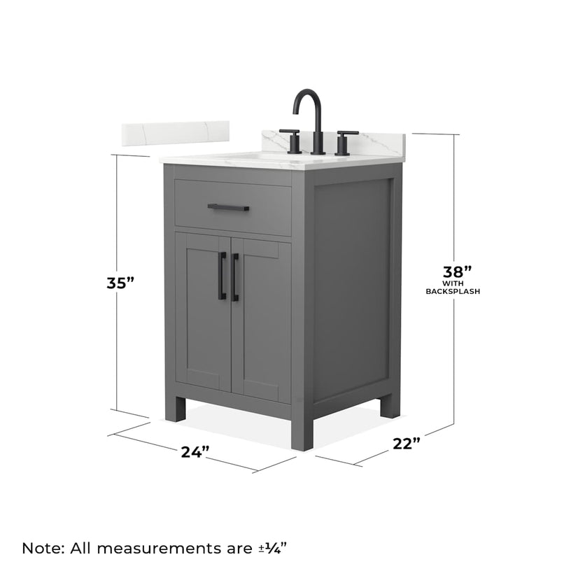 Beckett 24" Free Standing Single Basin Vanity Set with Cabinet and Quartz Vanity Top - image 4