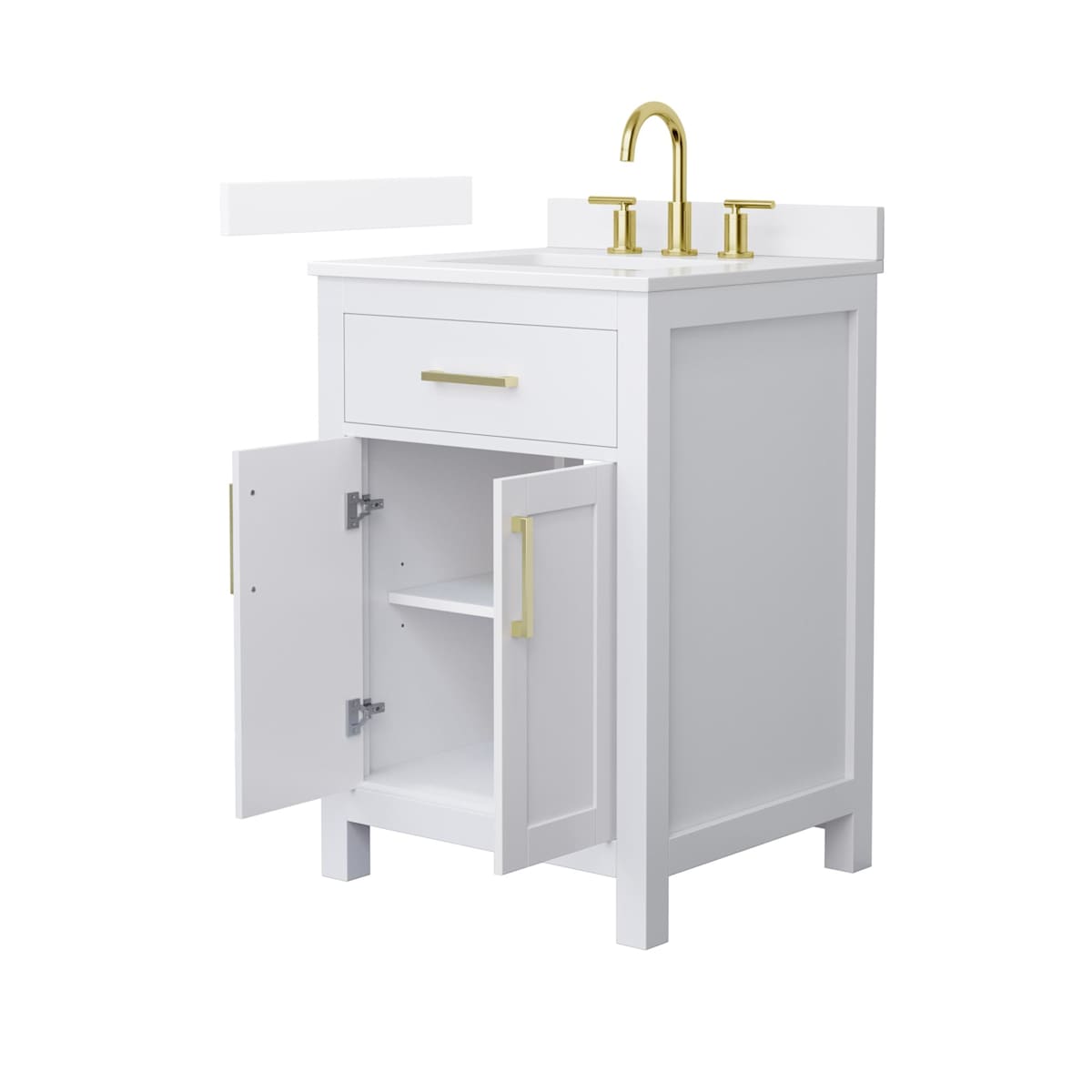 Beckett 24" Free Standing Single Basin Vanity Set with Cabinet and Quartz Vanity Top