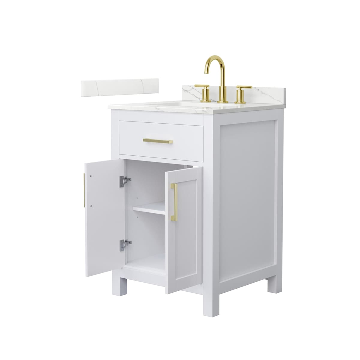 Beckett 24" Free Standing Single Basin Vanity Set with Cabinet and Quartz Vanity Top