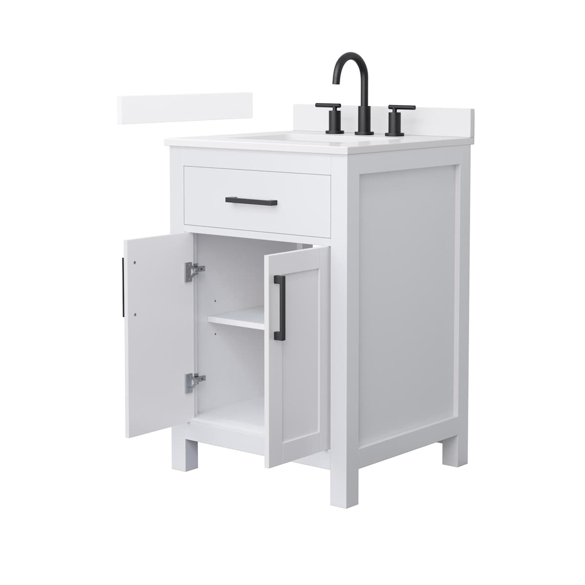 Beckett 24" Free Standing Single Basin Vanity Set with Cabinet and Quartz Vanity Top