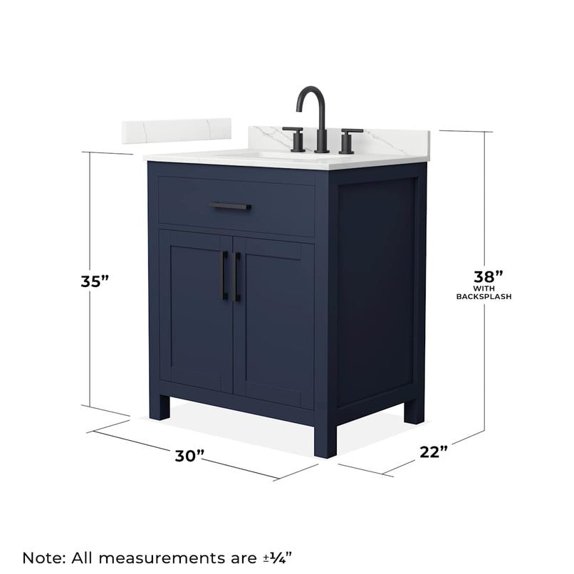 Beckett 30" Free Standing Single Basin Vanity Set with Cabinet and Quartz Vanity Top - image 4