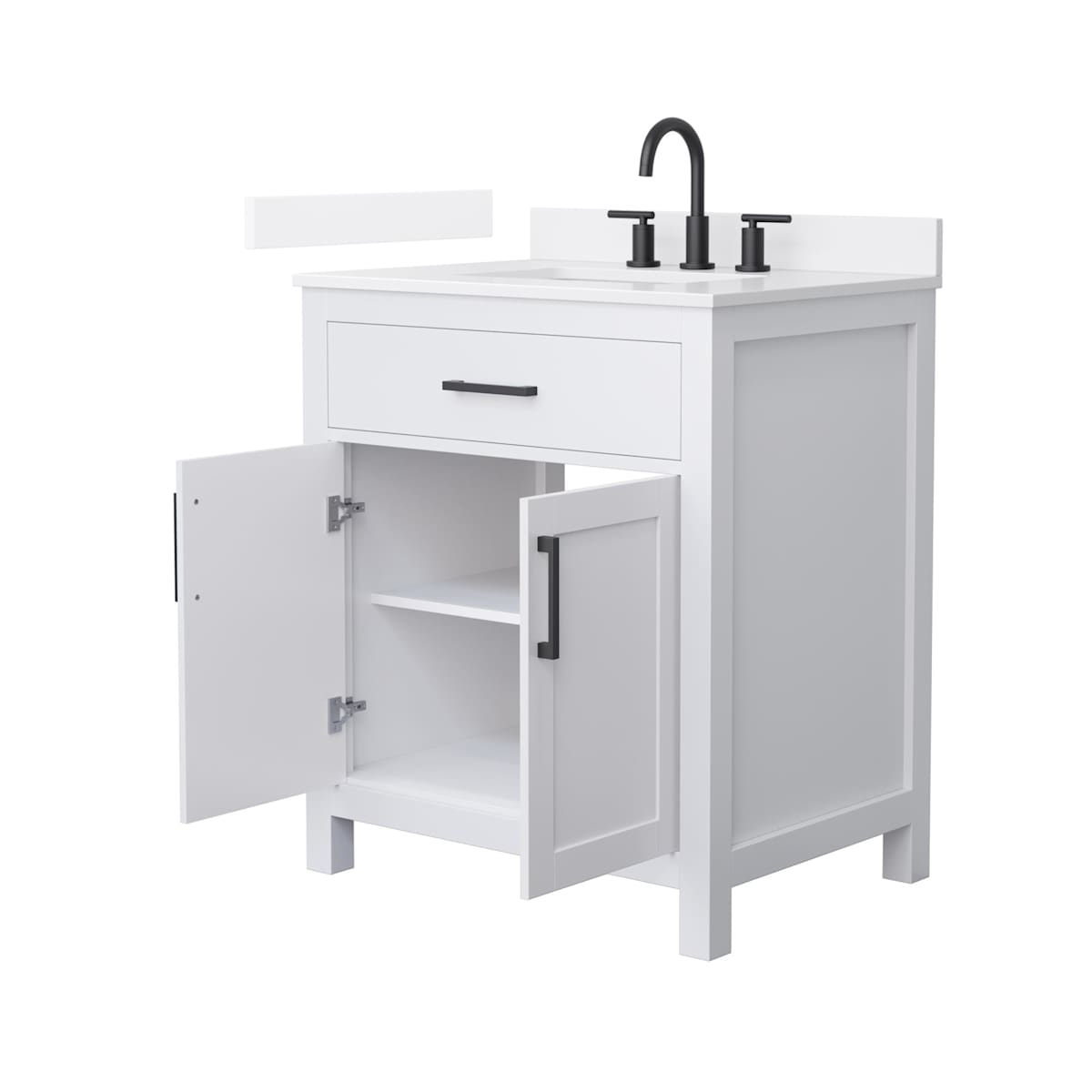 Beckett 30" Free Standing Single Basin Vanity Set with Cabinet and Quartz Vanity Top