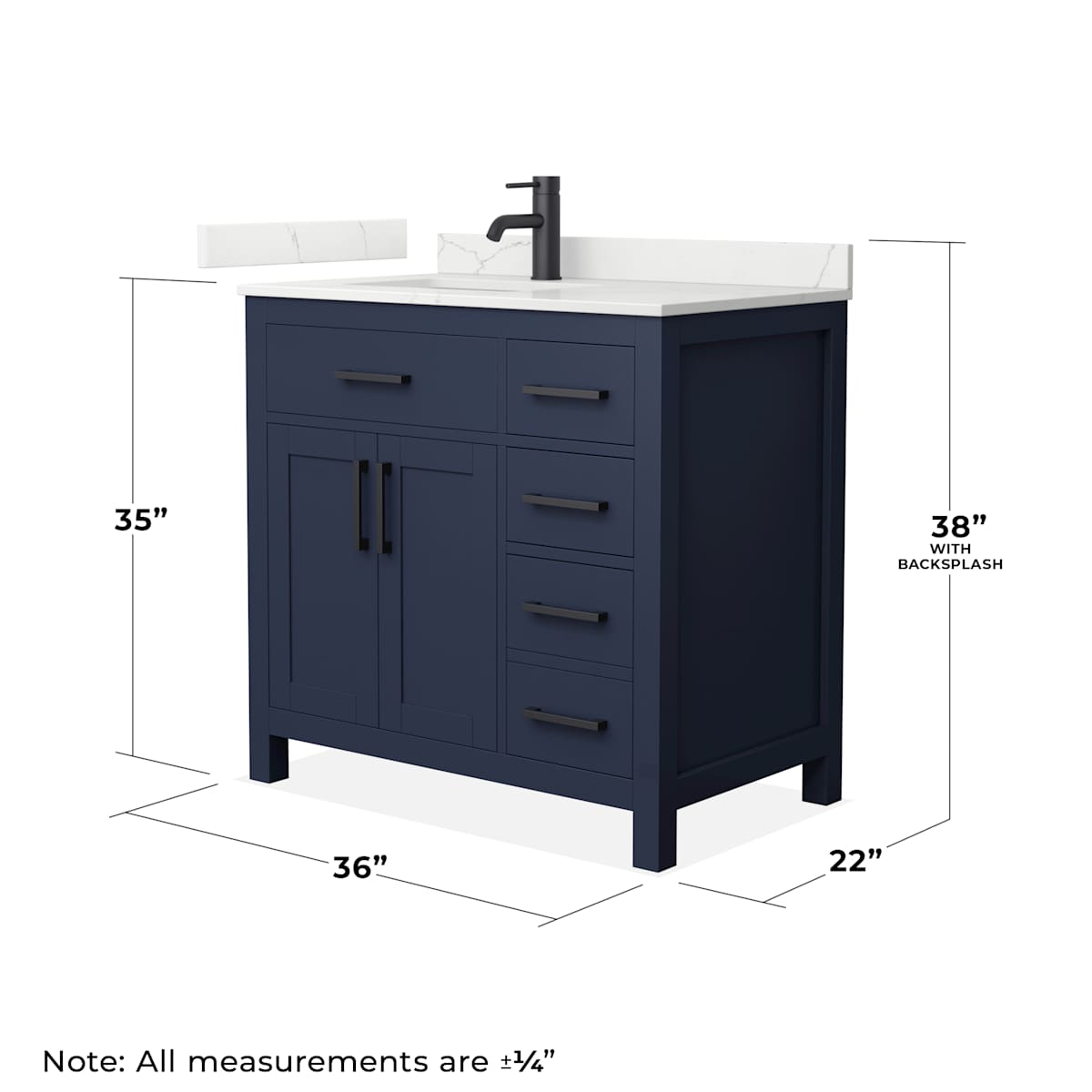 Beckett 36" Free Standing Single Basin Vanity Set with Cabinet and Quartz Vanity Top