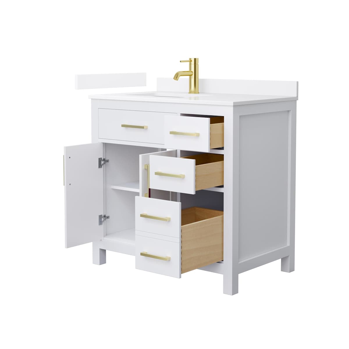 Beckett 36" Free Standing Single Basin Vanity Set with Cabinet and Quartz Vanity Top