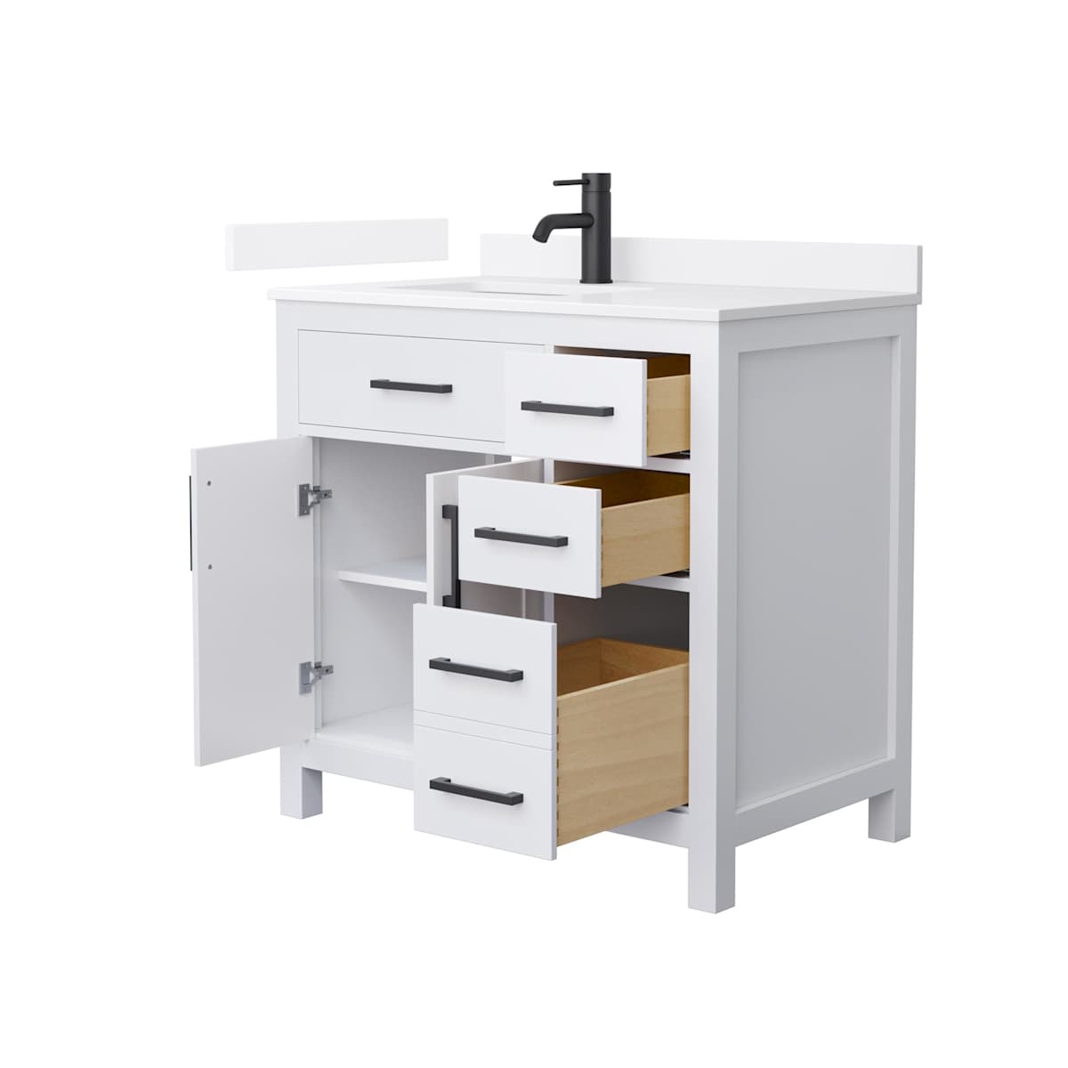Beckett 36" Free Standing Single Basin Vanity Set with Cabinet and Quartz Vanity Top