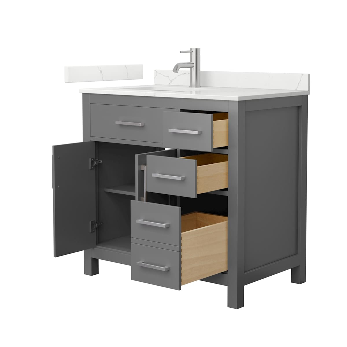 Beckett 36" Free Standing Single Basin Vanity Set with Cabinet and Quartz Vanity Top - image 15